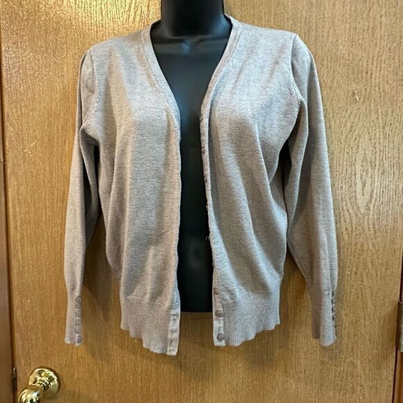 Danibe button down tan cardigan sweater size Large - Picture 2 of 13
